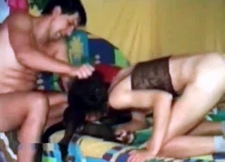Girl chocking on a horse dong